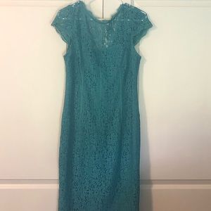 Adrianna Papell teal lace dress